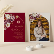 Bourgondische Herfst Bloemige Bat Mitzvah Foto Ech