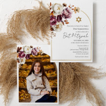 Bourgondische herfst bloemige Bat Mitzvah-foto