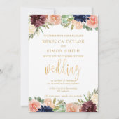 Bourgondische herfst bruiloft kaart (Voorkant)