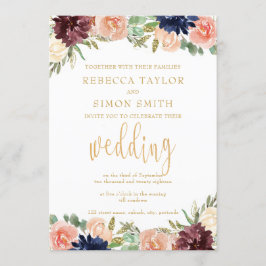 Bourgondische herfst bruiloft kaart