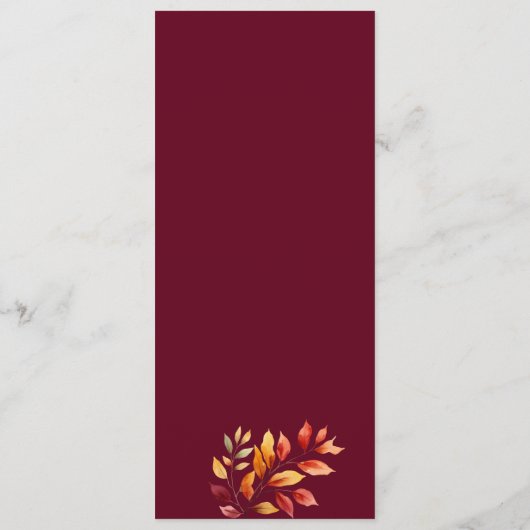 Bourgondische herfst bruiloft menu (Achterkant)