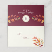 Bourgondische herfst bruiloft plaatskaartje (Buitenkant ongevouwen)