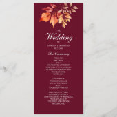 Bourgondische herfst bruiloft programmakaart (Voorkant)