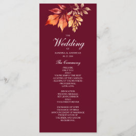 Bourgondische herfst bruiloft programmakaart