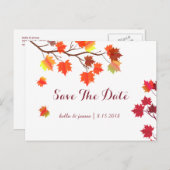 Bourgondische herfst bruiloft save the date kaarte aankondigingskaart (Voorkant / Achterkant)