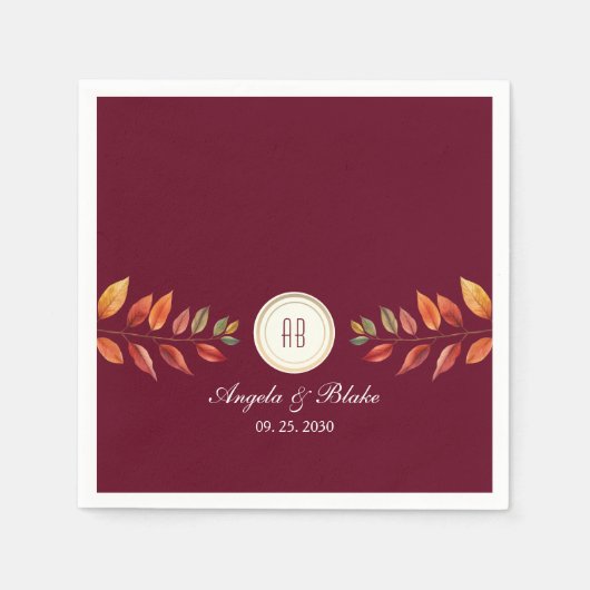 Bourgondische herfst bruiloft servet (Voorkant)