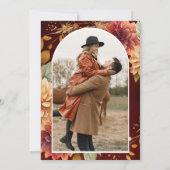 Bourgondische Herfst Dahlia Mason Jar Foto bruilof Save The Date (Achterkant)