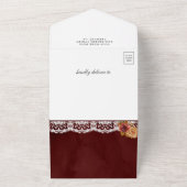 Bourgondische Herfst Dahlia Metselwerk Pot QR Code All In One Uitnodiging (Buitenkant)
