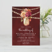 Bourgondische Herfst Dahlia Metselwerk Pot QR Code Kaart (Staand voorkant)