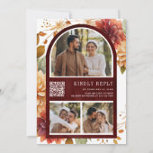 Bourgondische Herfst Dahlia Metselwerk Pot QR Code Kaart (Achterkant)