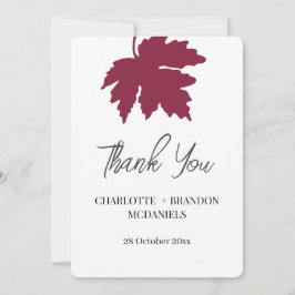 Bourgondische Herfst Esdoren Bruiloft Dank Je  Bedankkaart