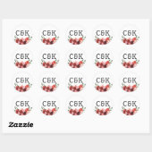 Bourgondische Herfst Floral Wedding Classic ronde  Ronde Sticker (Vel)