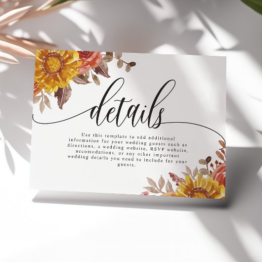 Bourgondische Herfst herfst bloemenbruiloft detail Informatiekaartje