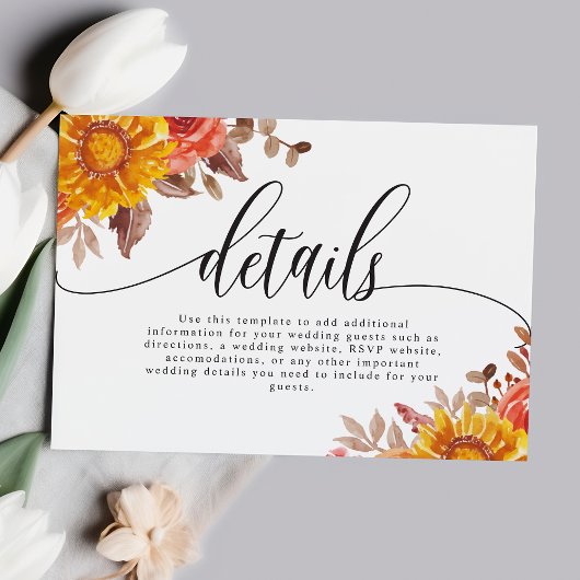 Bourgondische Herfst herfst bloemenbruiloft detail Informatiekaartje
