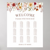 Bourgondische Herfst herfst bloemenbruiloft zitgra Poster (Voorkant)