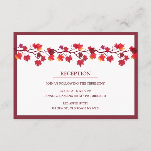 Bourgondische Herfst herfstbladeren bruiloft recep Informatiekaartje (Voorkant)