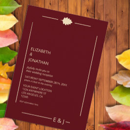 Bourgondische herfst huwelijksreceptie kaart