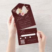 Bourgondische Herfst in liefde Pompoen herfstbruil All In One Uitnodiging (Afscheurbaar)