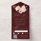 Bourgondische Herfst in liefde Pompoen herfstbruil All In One Uitnodiging (Binnen)