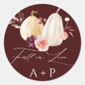 Bourgondische Herfst in liefde Pompoen herfstbruil Ronde Sticker (Voorkant)