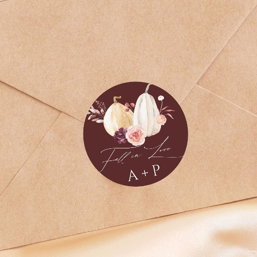 Bourgondische Herfst in liefde Pompoen herfstbruil Ronde Sticker