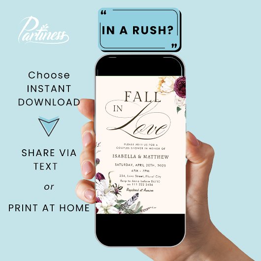 Bourgondische Herfst in Love Couples Trouwdouche Kaart