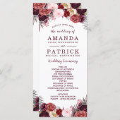 Bourgondische Herfst Marsala Blush Pioen Trouwprog Programmakaart (Voorkant / Achterkant)