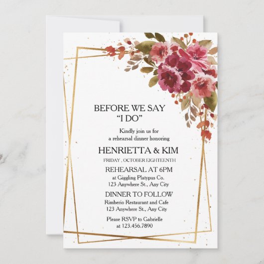 Bourgondische Herfst of Herfst Thema Repetitie Din Kaart (Voorkant)