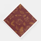 Bourgondische Herfst pompoenen & bladeren Thanksgi Servet (Hoek)