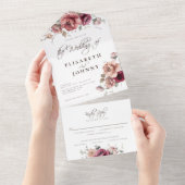 Bourgondische herfst rustieke bloemen bruiloft det all in one uitnodiging (Afscheurbaar)