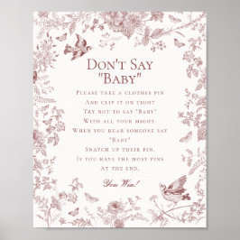 Bourgondische Herfst Toile de Jouy Dont Say Shower Poster