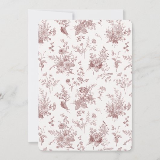 Bourgondische Herfst Toile de Jouy Floral Baby sho Kaart (Achterkant)