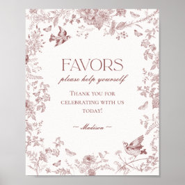 Bourgondische Herfst Toile de Jouy Floral Favors S Poster