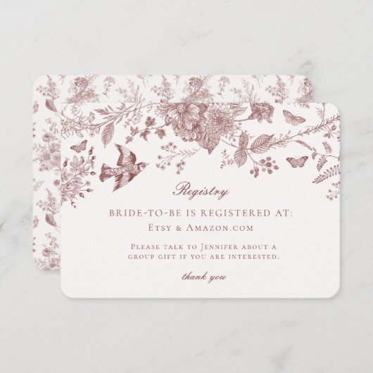 Bourgondische Herfst Toile Jouy Registry Kaart Ins (Voorkant / Achterkant)