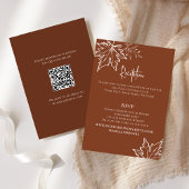 Bourgondische herfst verlaat QR-code RSVP-bruiloft Informatiekaartje