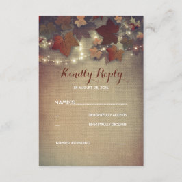 Bourgondische herfst verlaat rustieke bruiloft RSV RSVP Kaartje