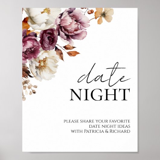 Bourgondische Herfst Vrijgezellenfeest Datum Night Poster (Voorkant)