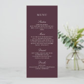 Bourgondische Herfst Winter Elegant Wedding Menu (Staand voorkant)