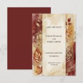 Bourgondische Herfstbladeren Save The Date Kaart (Voorkant / Achterkant)