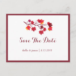 Bourgondische Herfstbladeren Trouwkaart Save The D Aankondigingskaart