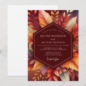 Bourgondische herfstbloeiende bruiloft kaart (Voorkant / Achterkant)
