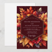 Bourgondische herfstbloemen romantische bruiloft kaart (Voorkant / Achterkant)