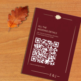 Bourgondische herfstbruiloft details informatiekaartje