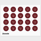 Bourgondische herfsttrouw ronde sticker (Vel)