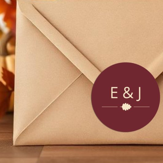 Bourgondische herfsttrouw ronde sticker