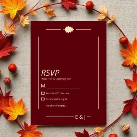 Bourgondische herfsttrouw RSVP kaartje