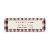 Bourgondische Houndstooth Retouradres Etiket (Voorkant)