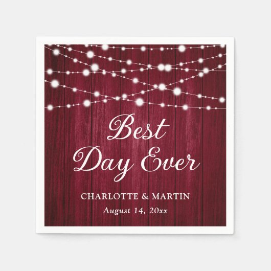 Bourgondische houten slingerlichtjes rustieke brui servet (Voorkant)