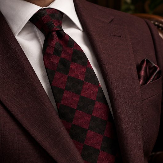 Bourgondische houtskool geweven Argyle Stropdas