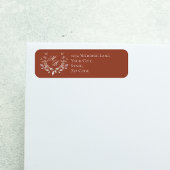 Bourgondische huwelijksmonogram script bloemmotief etiket